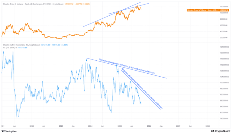 هشدار تحلیل‌گران از افت فعالیت آدرس‌های شبکه بیت کوین